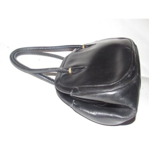 Gucci Vintage Buttery Soft Black Leather Satchel Top Handle - Picture 3 of 12